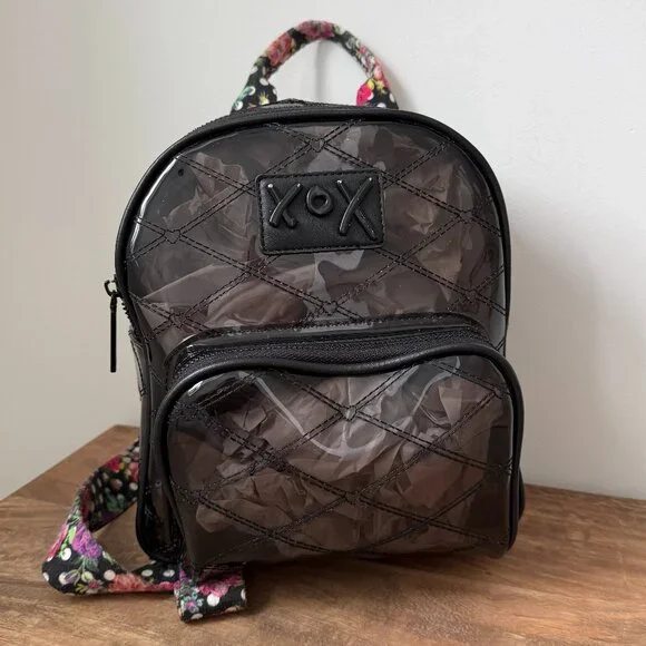 Betsey Johnson XOX Clear Black Multi Strap Backpack Bag - Picture 1 of 6